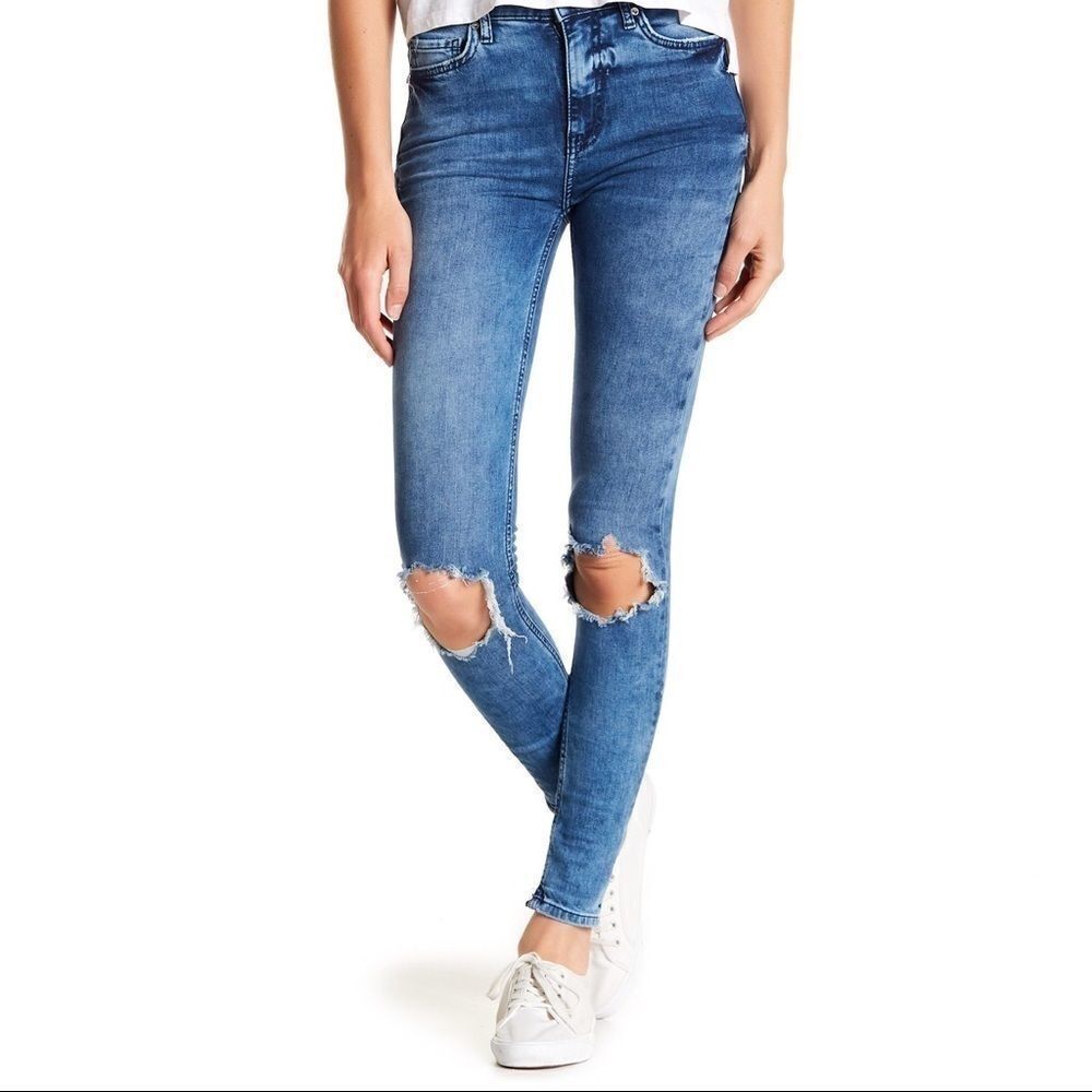 Free People | Busted Knee Long Skinny Jeans - Picture 2 of 8
